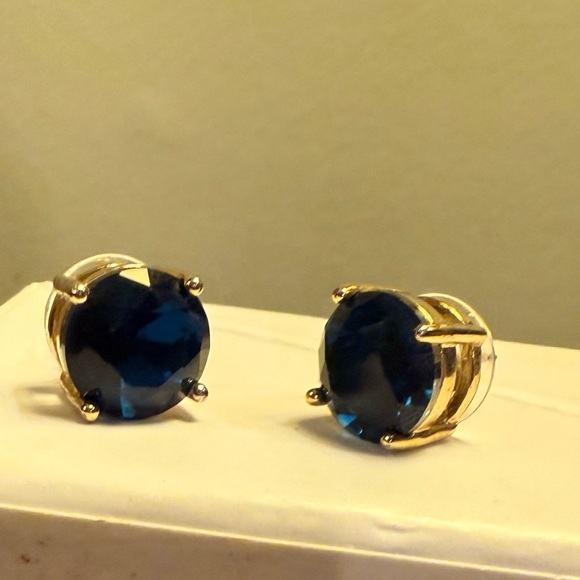 Vintage Y2K KATE SPADE • Navy/Gold Gumdrop Stud Earrings - Picture 3 of 10